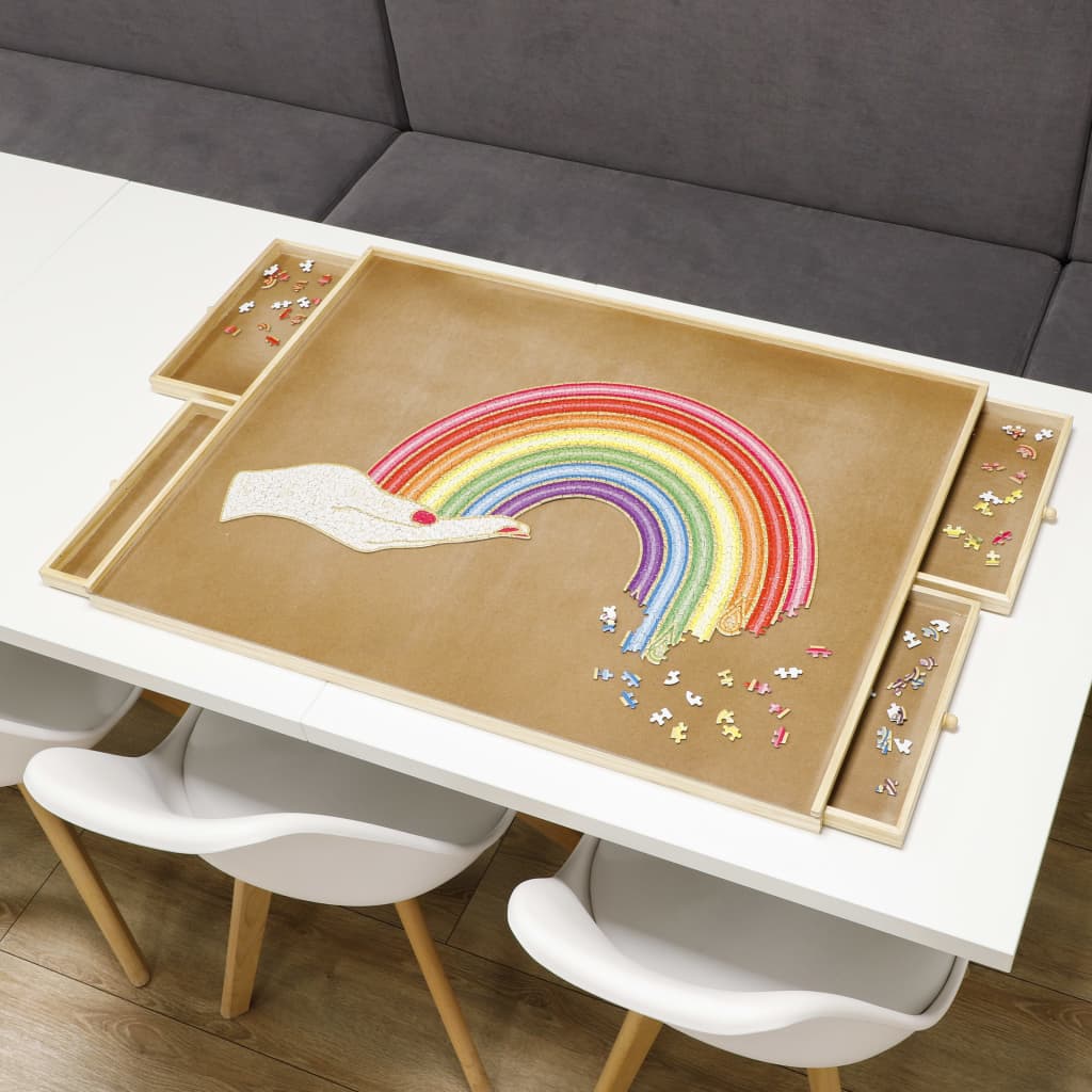 HI Puzzletisch mit 4 Schubladen aus Holz - Yekta