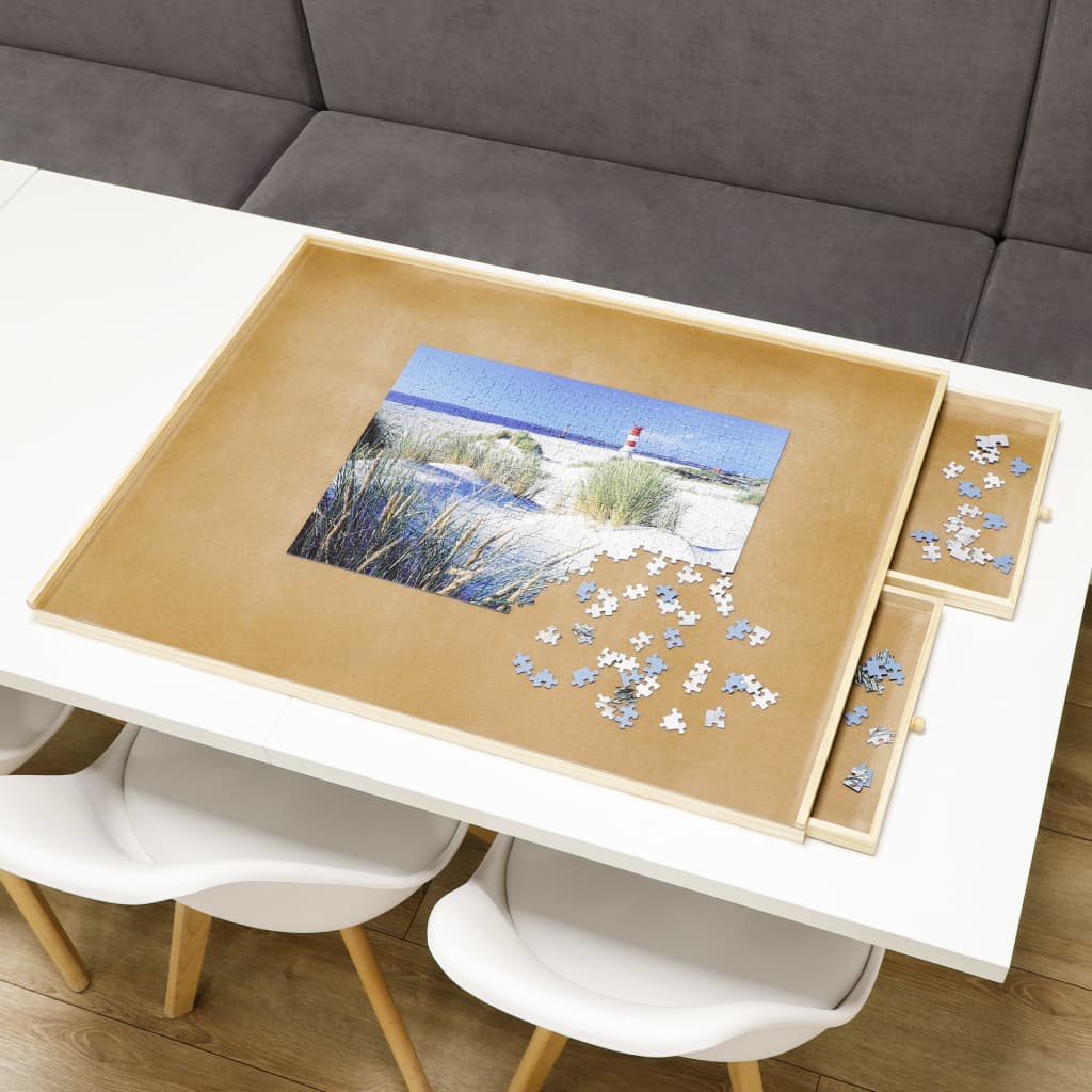 HI Puzzletisch mit 4 Schubladen aus Holz - Yekta