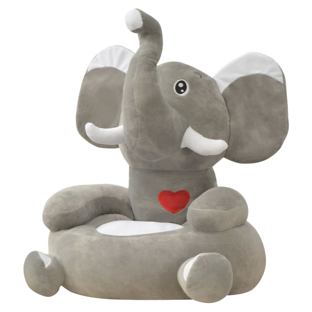 Plüsch-Kindersessel Elefant Grau - Yekta