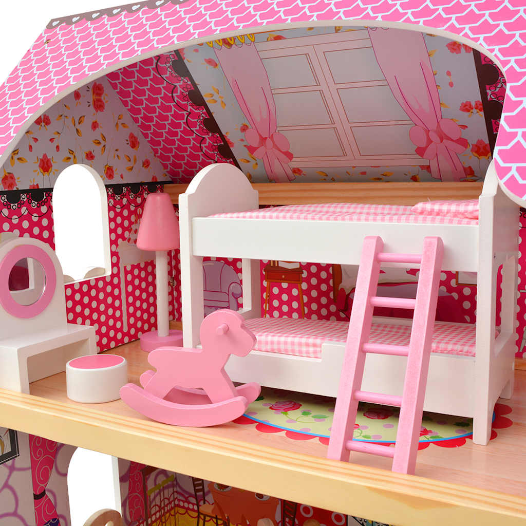 3-Stöckiges Puppenhaus Holz 60 x 30 x 90 cm - Yekta