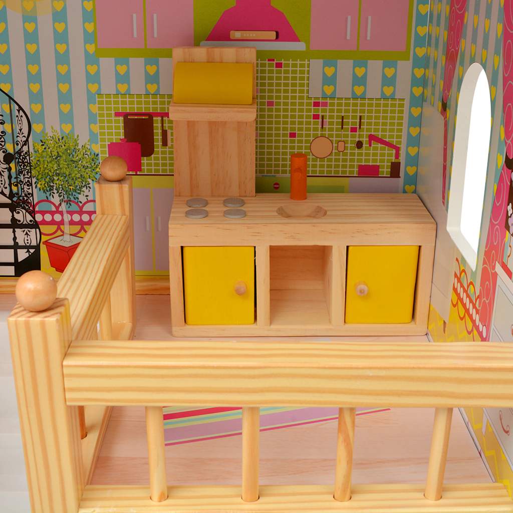 3-Stöckiges Puppenhaus Holz 60 x 30 x 90 cm - Yekta