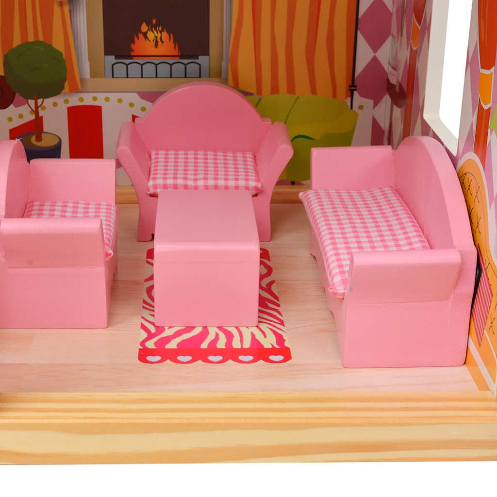 3-Stöckiges Puppenhaus Holz 60 x 30 x 90 cm - Yekta