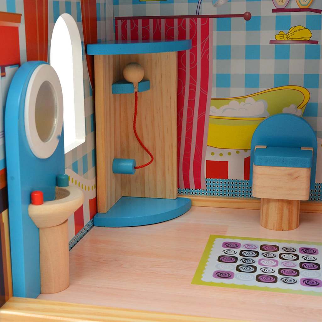 3-Stöckiges Puppenhaus Holz 60 x 30 x 90 cm - Yekta