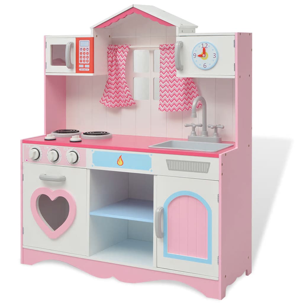 Spielzeugküche Holz 82×30×100 cm Rosa und Weiß - Yekta