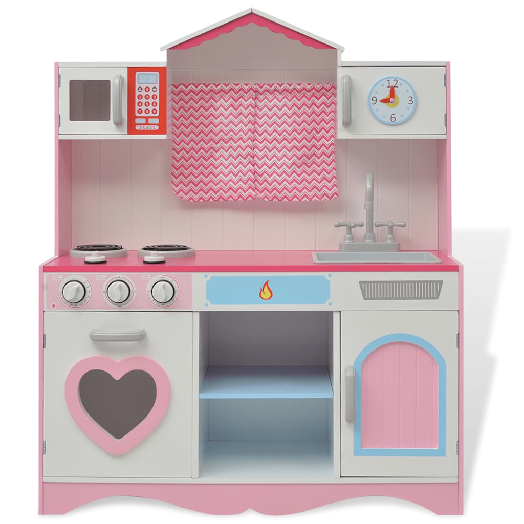 Spielzeugküche Holz 82×30×100 cm Rosa und Weiß - Yekta