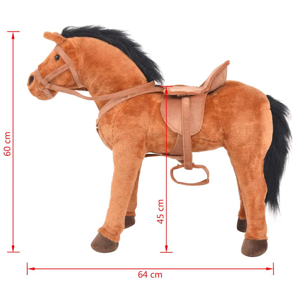 XXL Plüschtier Pferd Stehend Plüsch Braun - Yekta