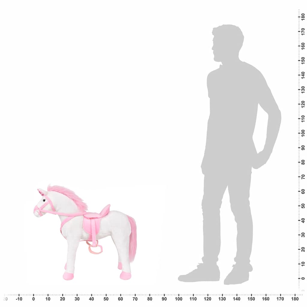 XXL Plüschtier Einhorn Stehend Plüsch Weiß und Rosa - Yekta