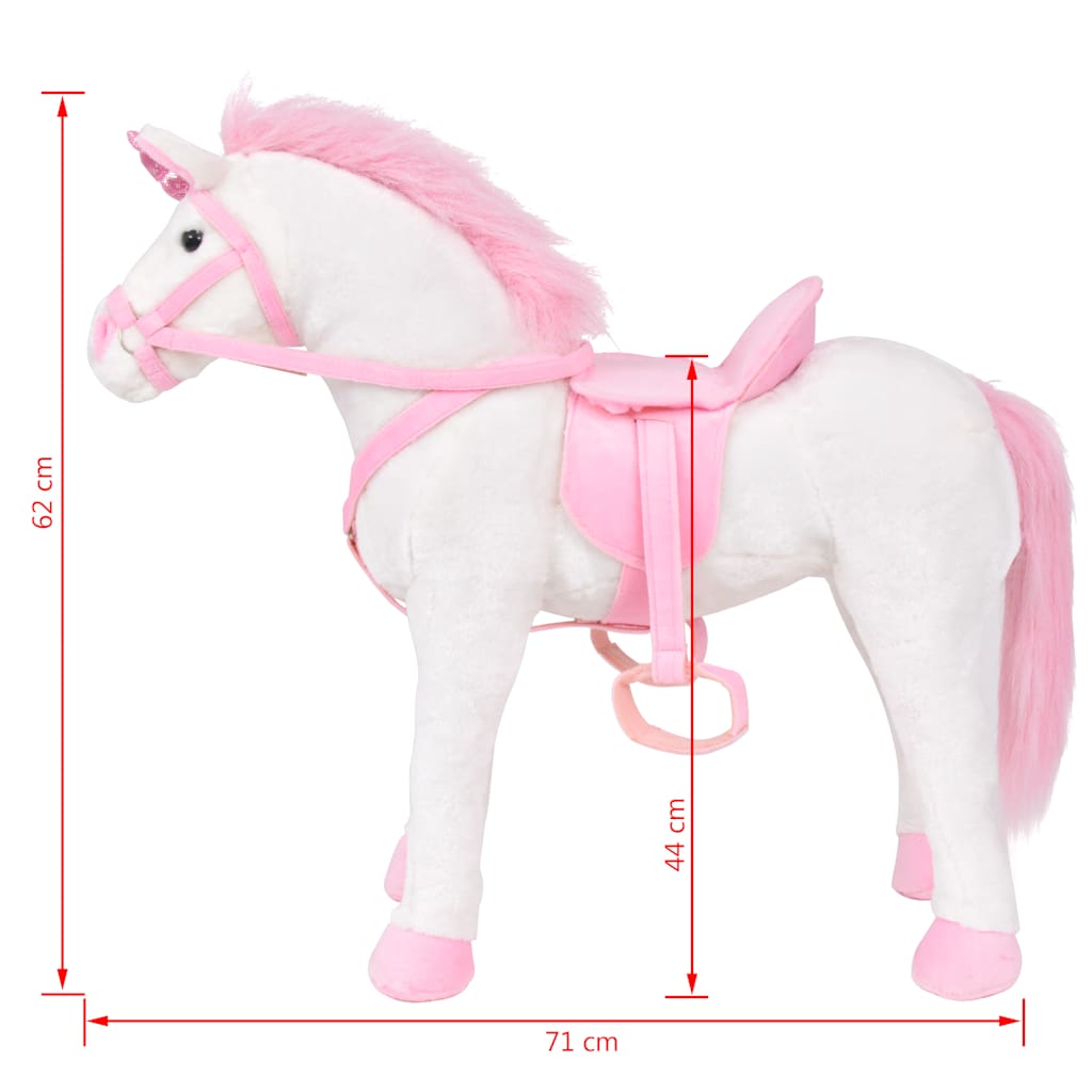 XXL Plüschtier Einhorn Stehend Plüsch Weiß und Rosa - Yekta