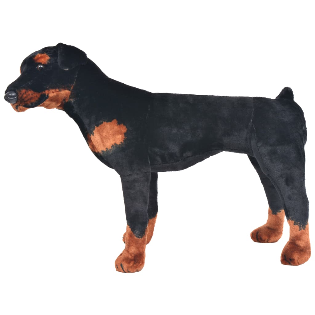 XXL Plüschtier Hund Rottweiler Stehend Plüsch Schwarz und Braun - Yekta