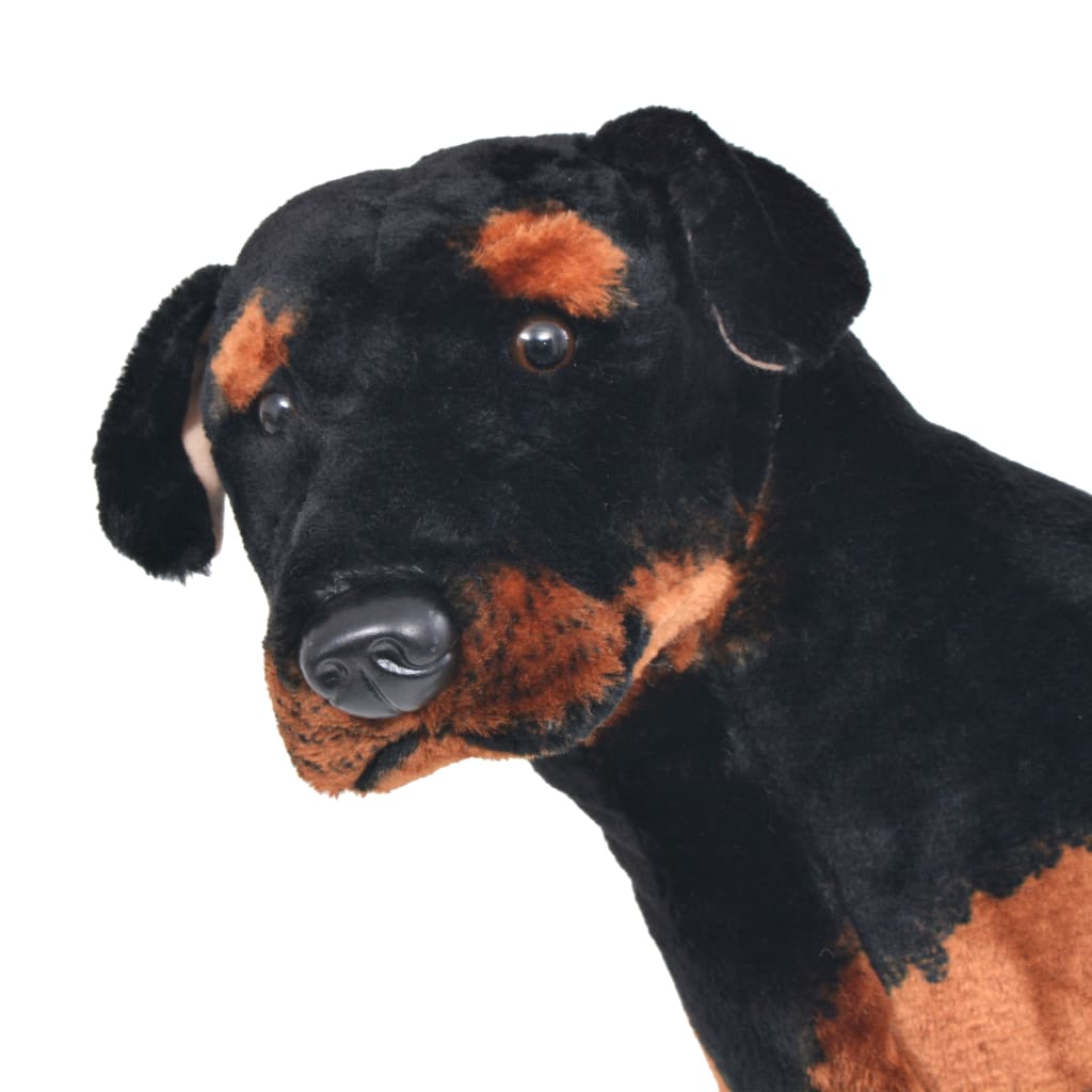 XXL Plüschtier Hund Rottweiler Stehend Plüsch Schwarz und Braun - Yekta