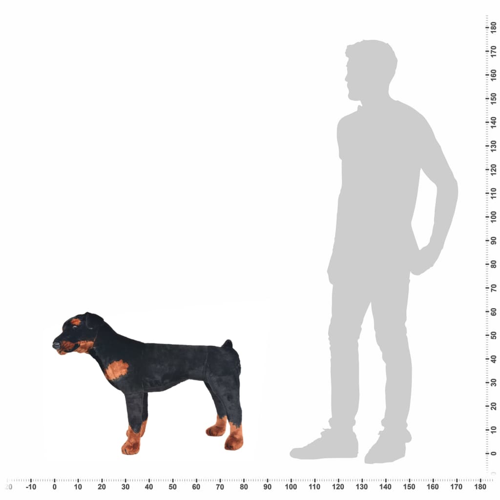 XXL Plüschtier Hund Rottweiler Stehend Plüsch Schwarz und Braun - Yekta
