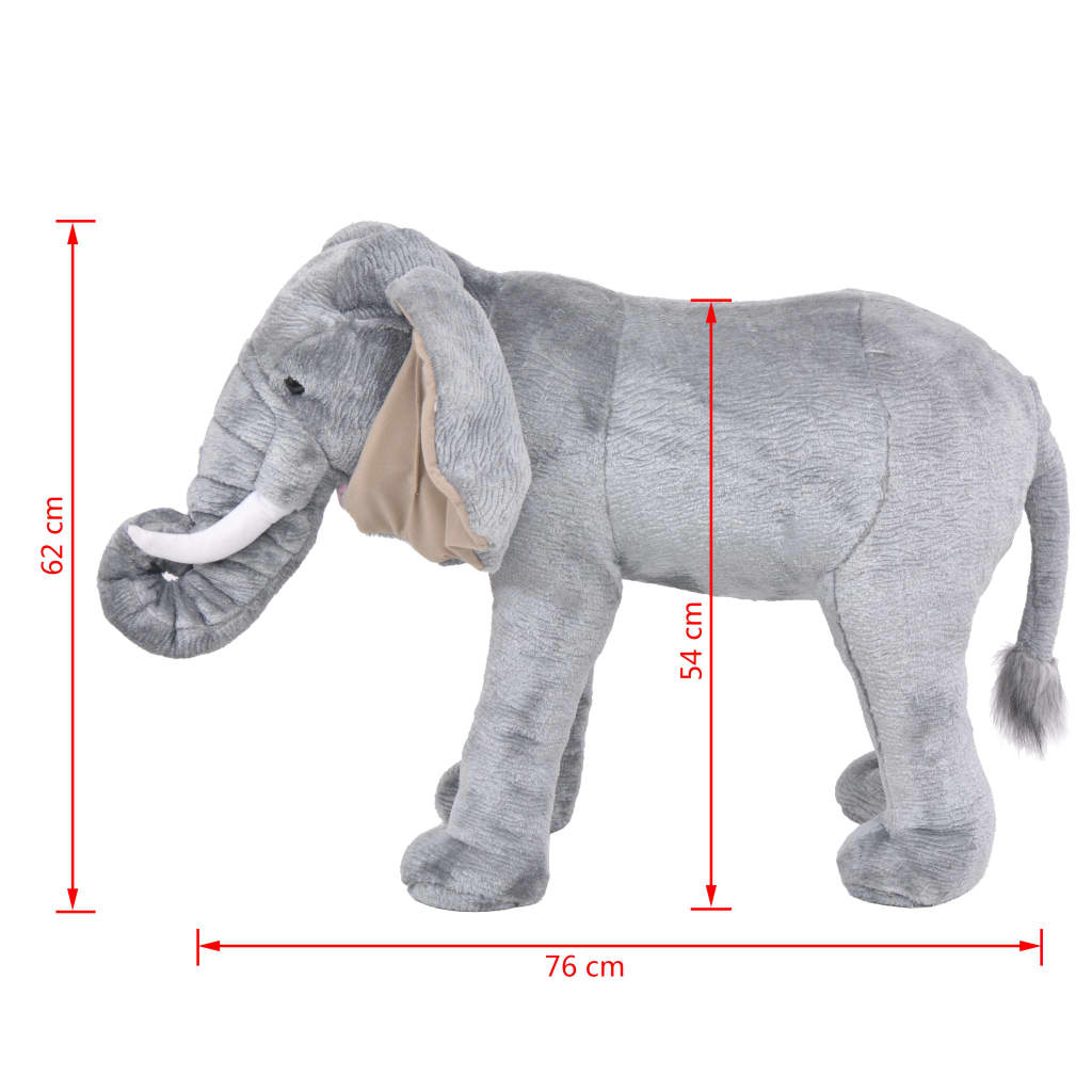 XXL Plüschtier Elefant Stehend Plüsch Grau - Yekta
