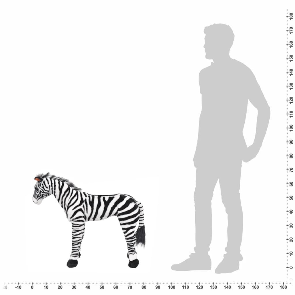 XXL Plüschtier Zebra Stehend Plüsch Schwarz und Weiß - Yekta