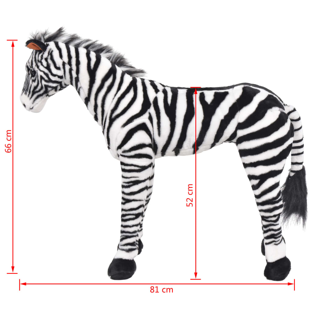 XXL Plüschtier Zebra Stehend Plüsch Schwarz und Weiß - Yekta