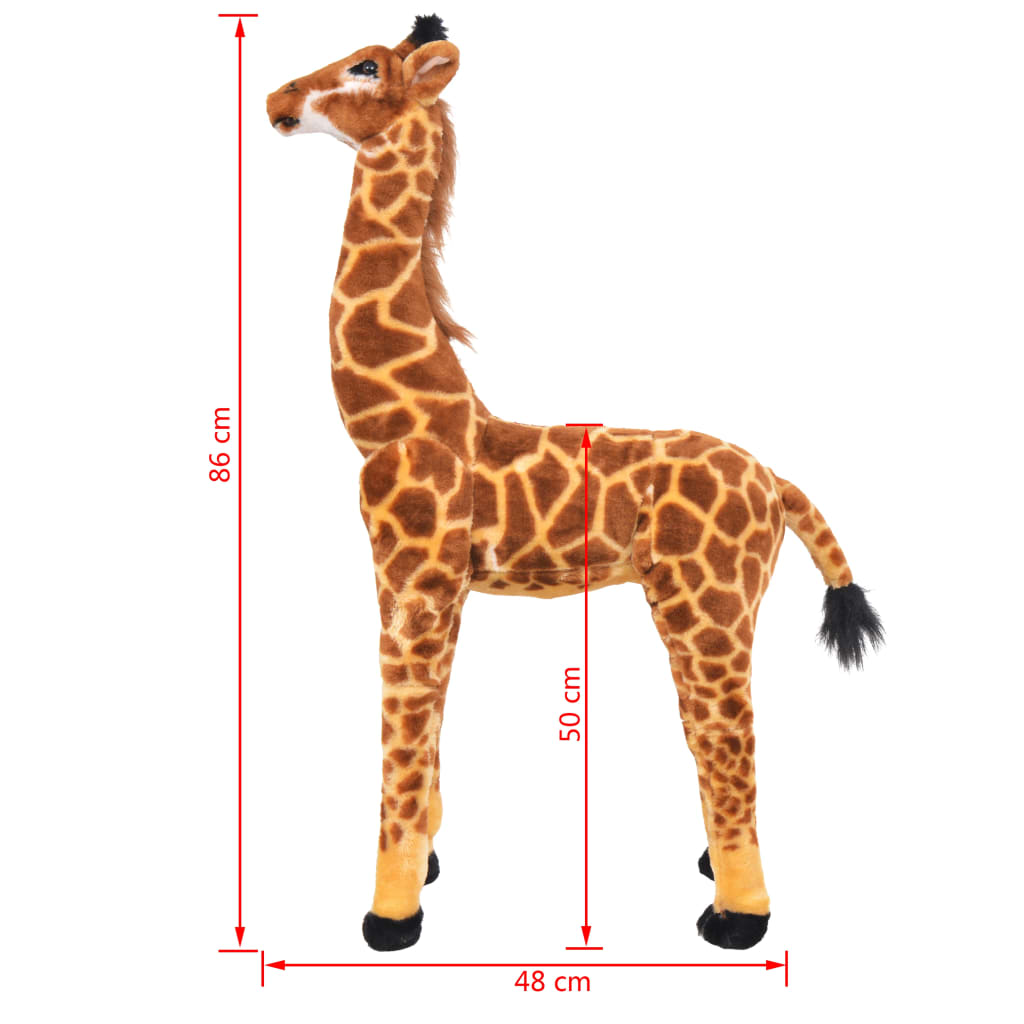 XXL Plüschtier Giraffe Stehend Plüsch Braun und Gelb - Yekta