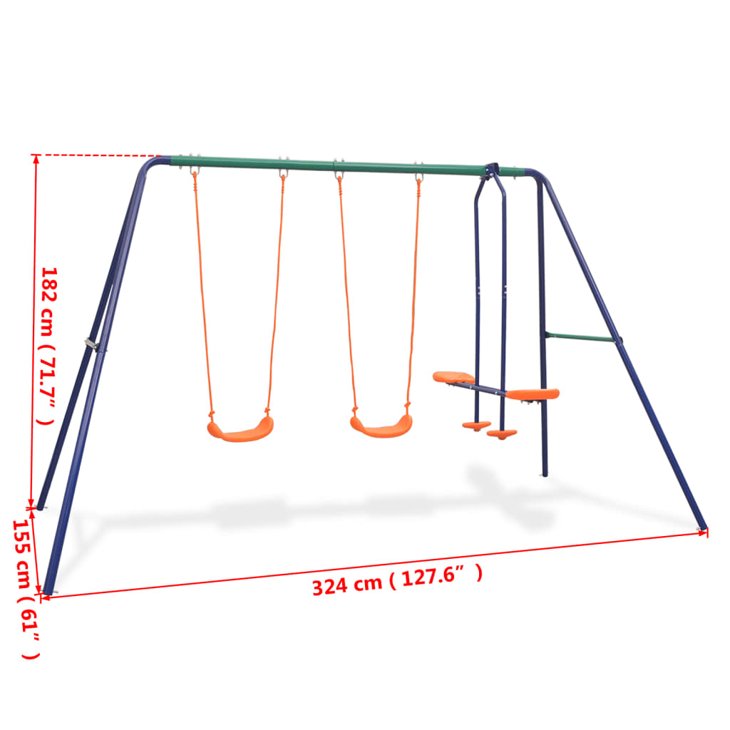 Schaukelset mit 4 Sitzen Orange - Yekta