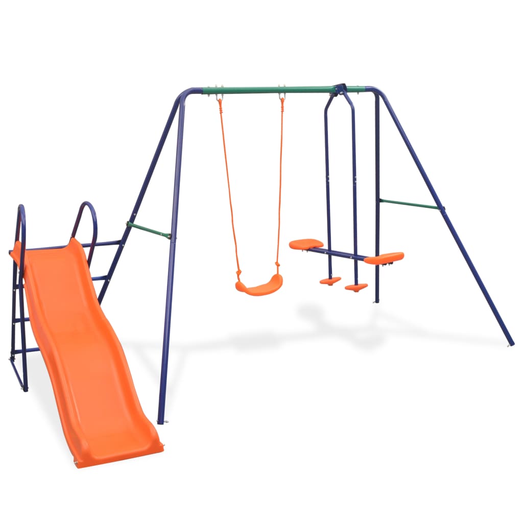 Schaukelset mit Rutsche und 3 Sitzen Orange - Yekta