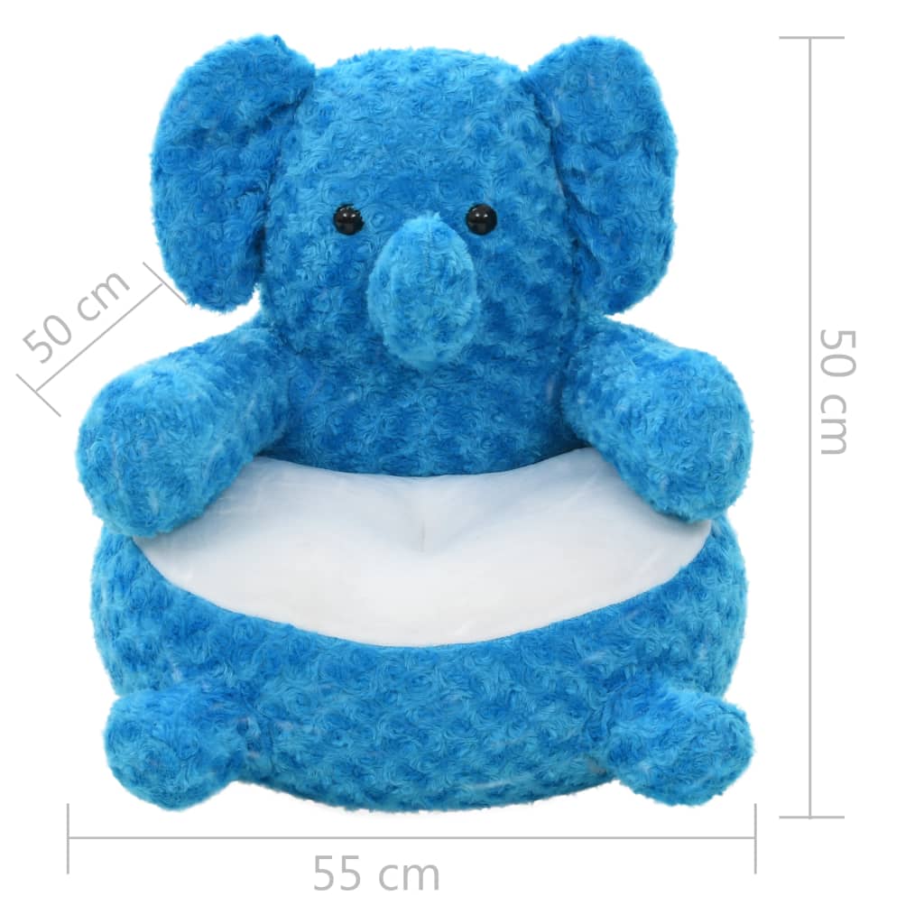 Plüschsitz Elefant Kuscheltier Plüsch Blau - Yekta