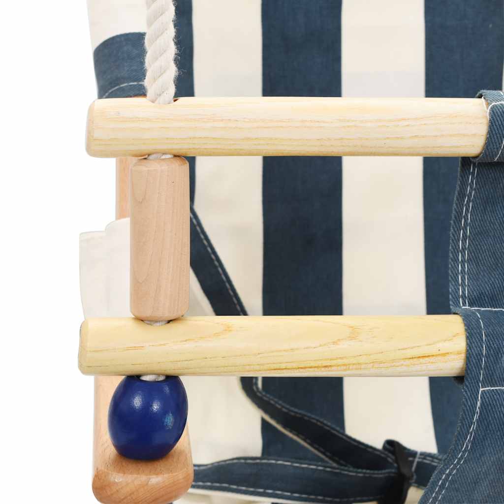Schaukel Babyschaukel mit Sicherheitsgurt Baumwolle Holz Blau - Yekta