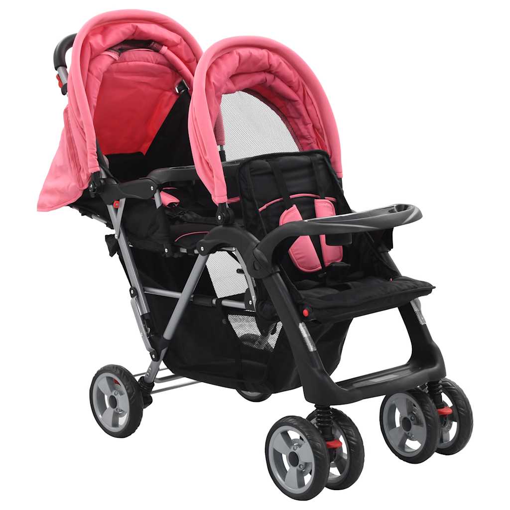 Tandem-Kinderwagen Stahl für Zwillings- und Geschwisterkinder - Yekta