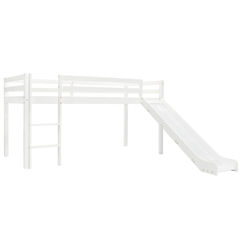 Kinderhochbett-Rahmen mit Rutsche und Leiter aus Kiefernholz - Yekta