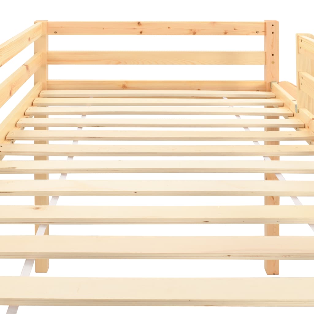 Kinderhochbett-Rahmen mit Rutsche und Leiter aus Kiefernholz - Yekta