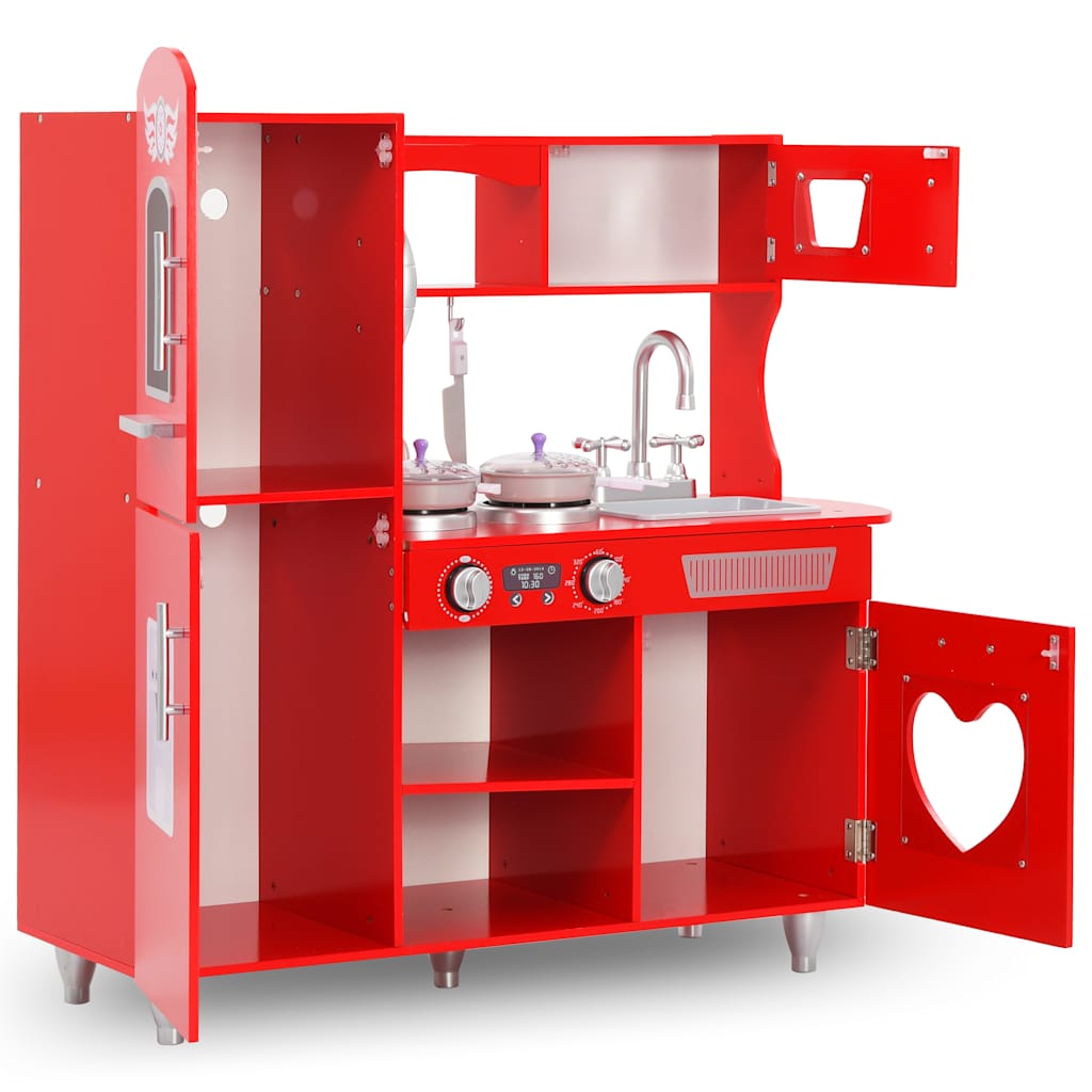 Spielküche Kinder MDF 84x31x89 cm Rot - Yekta