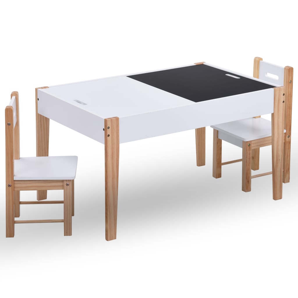 3-tlg. Kinder-Sitzgruppe mit Kreidetafel Schwarz und Weiß - Yekta