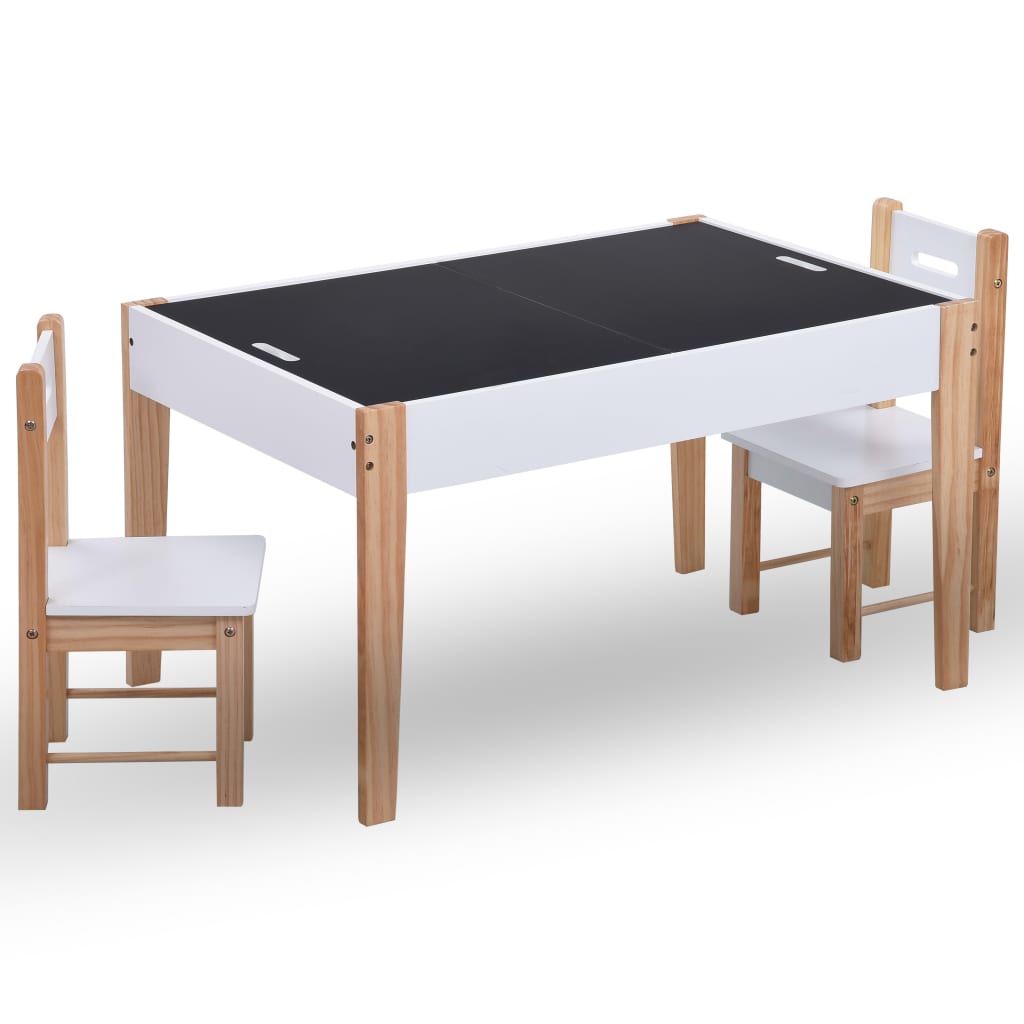 3-tlg. Kinder-Sitzgruppe mit Kreidetafel Schwarz und Weiß - Yekta