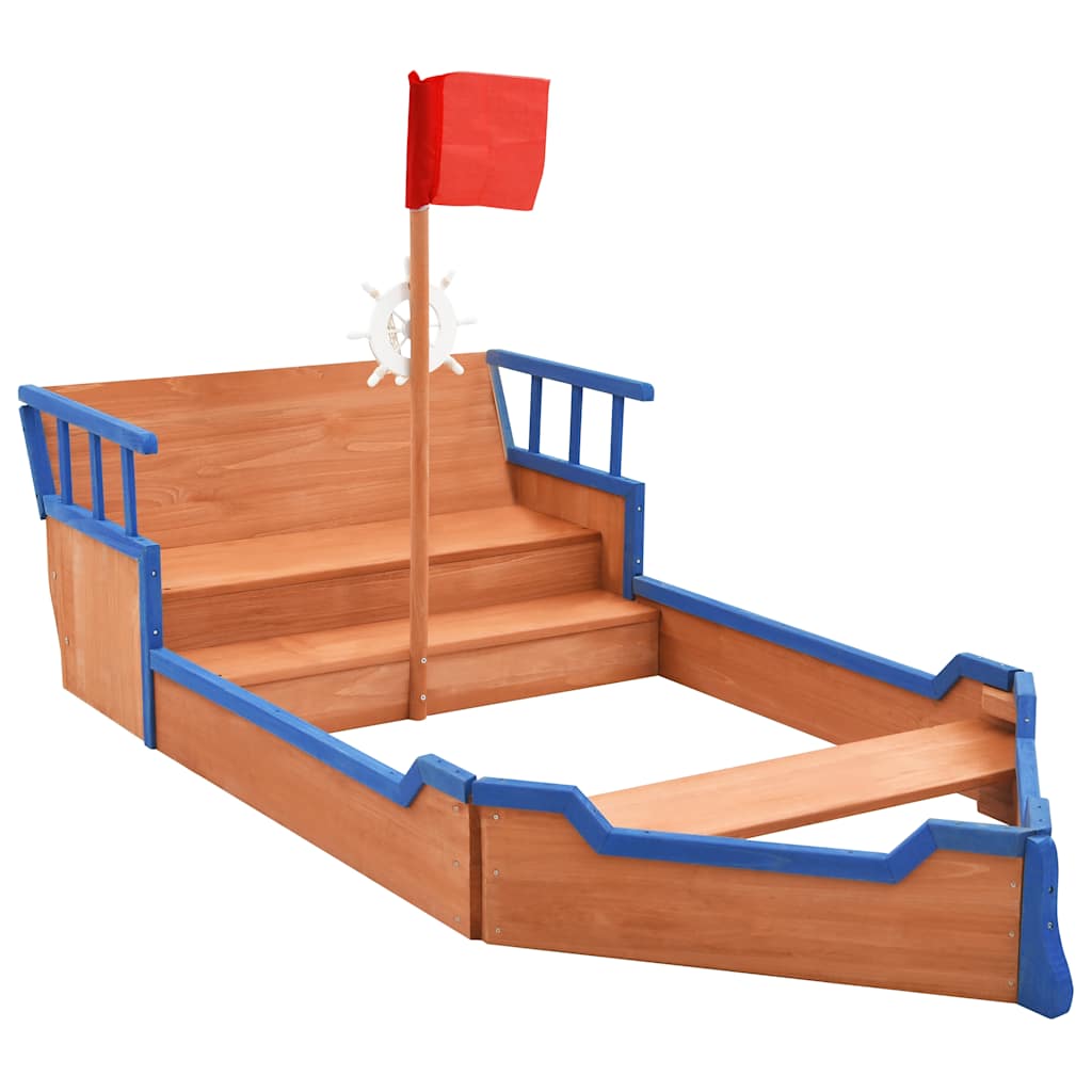 Sandkasten Piratenschiff Tannenholz 190x94,5x101 cm - Yekta