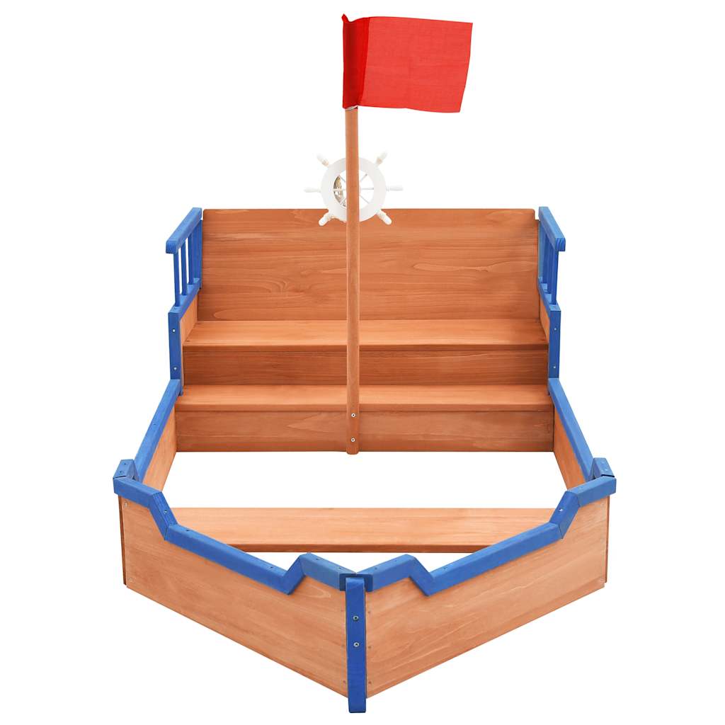 Sandkasten Piratenschiff Tannenholz 190x94,5x101 cm - Yekta