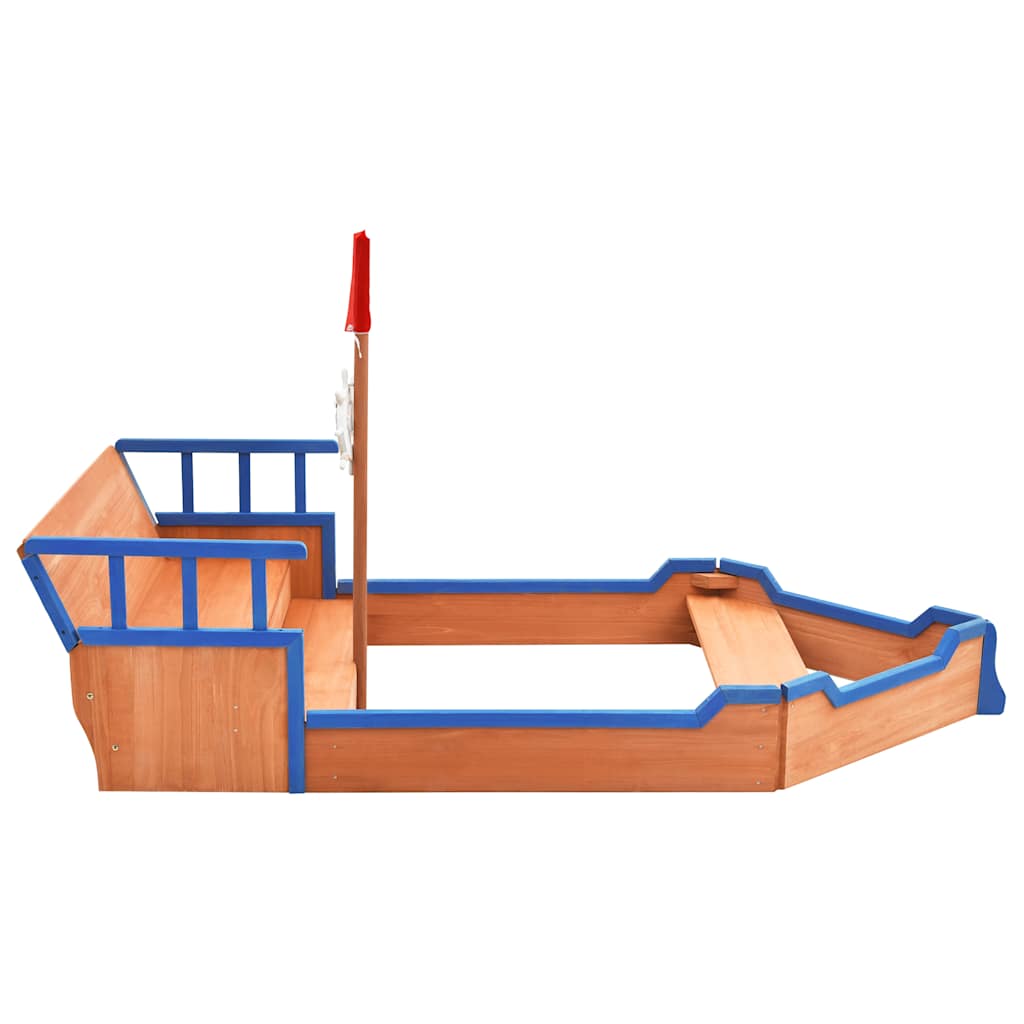 Sandkasten Piratenschiff Tannenholz 190x94,5x101 cm - Yekta