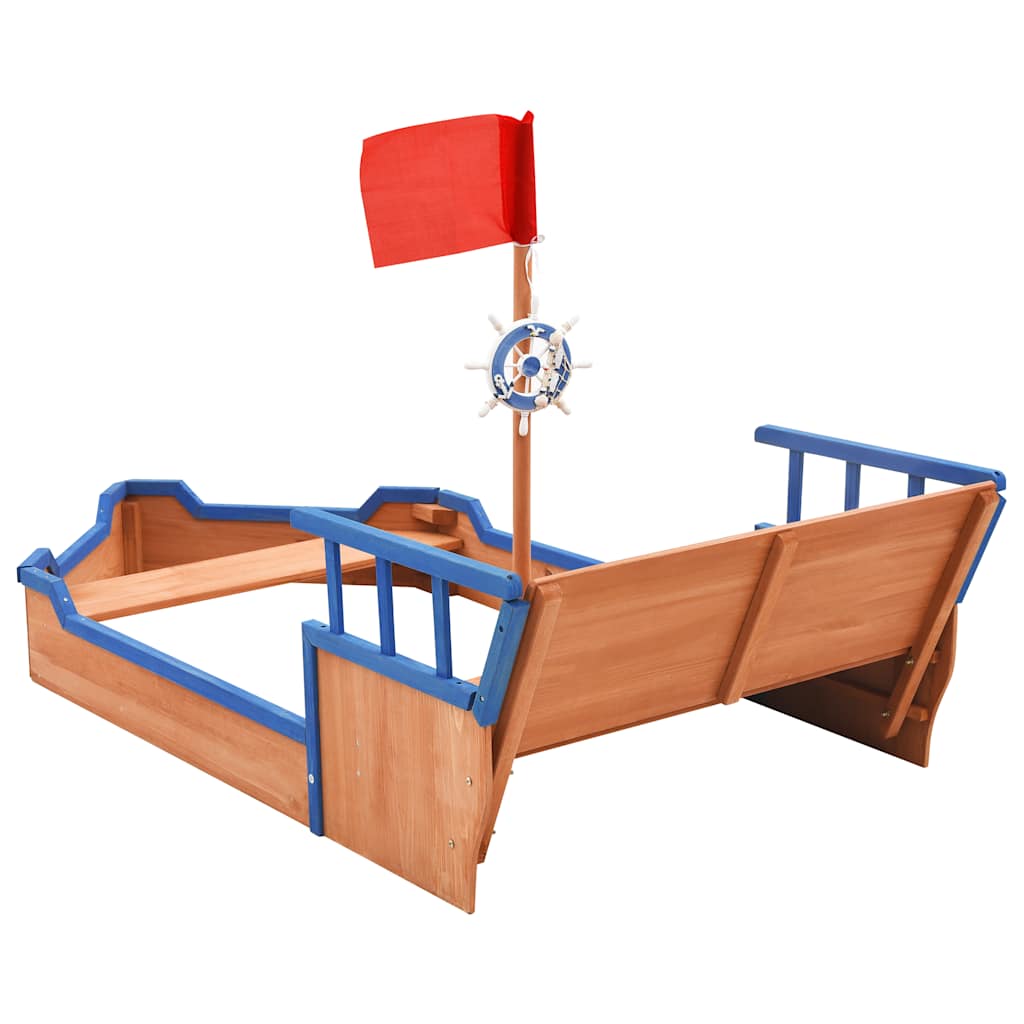 Sandkasten Piratenschiff Tannenholz 190x94,5x101 cm - Yekta