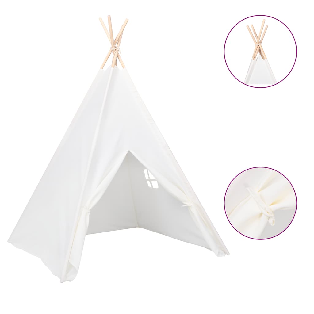 Kinder Tipi-Zelt Pfirsichhaut Weiß 120x120x150 cm - Yekta