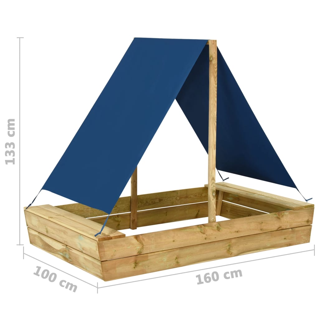 Sandkasten mit Dach aus imprägniertem Kiefernholz