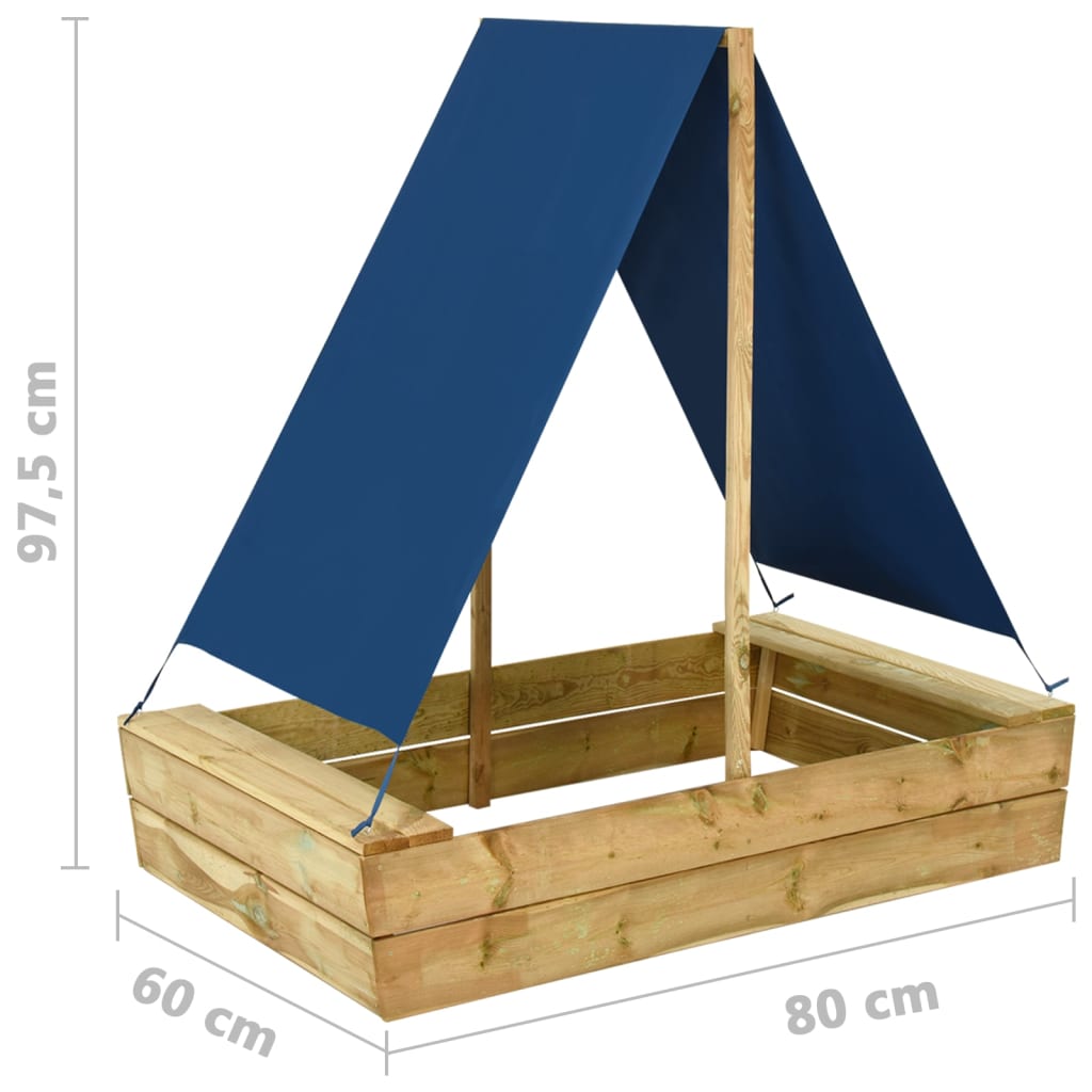 Sandkasten mit Dach aus imprägniertem Kiefernholz