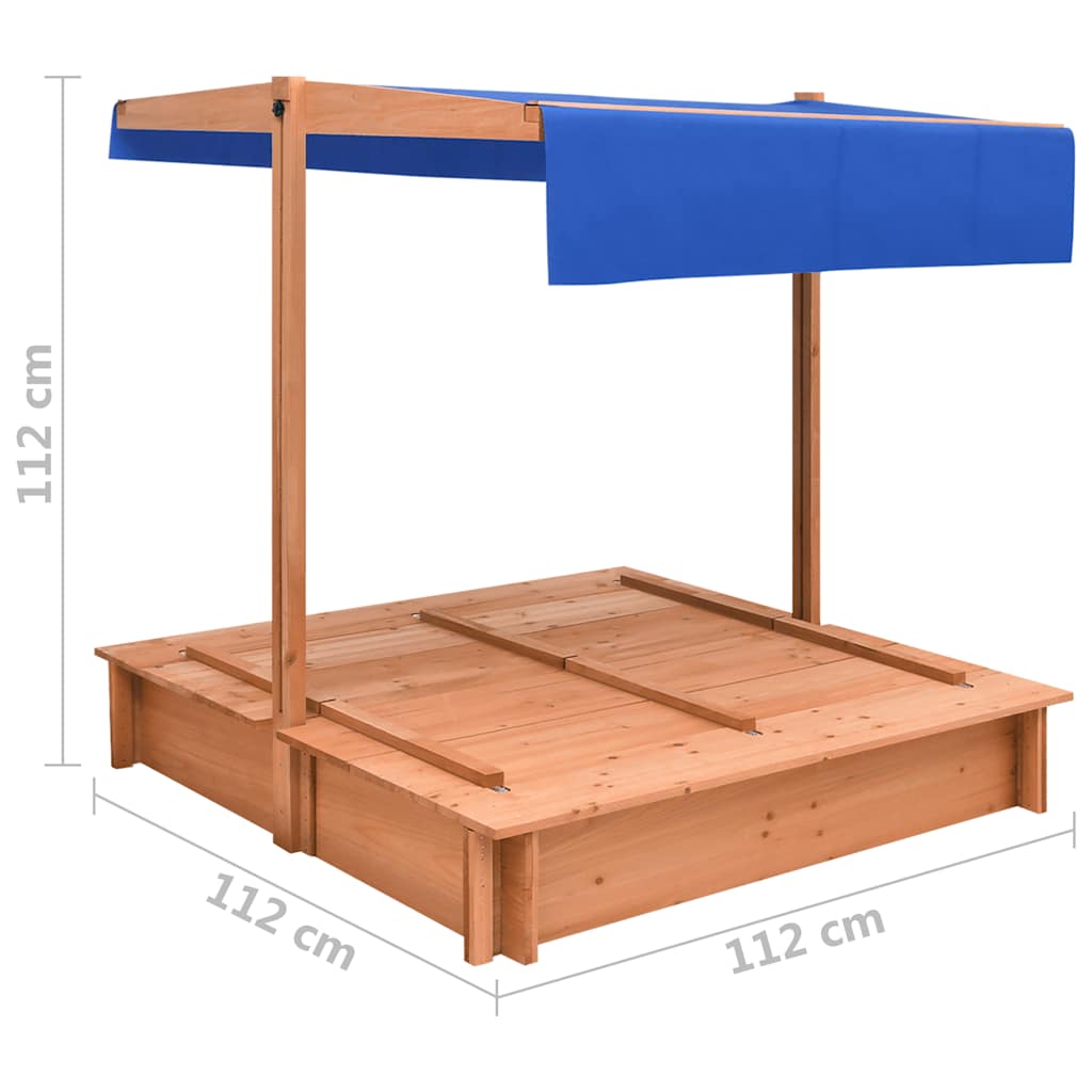 Sandkasten mit Dach Tannenholz 112x112x112 cm - Yekta