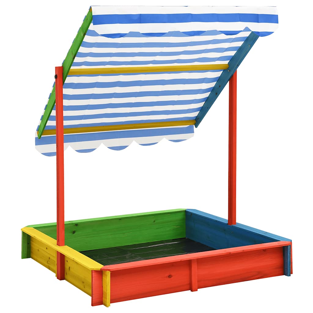 Sandkasten mit Verstellbarem Dach aus Tannenholz UV50 115x115x115 cm