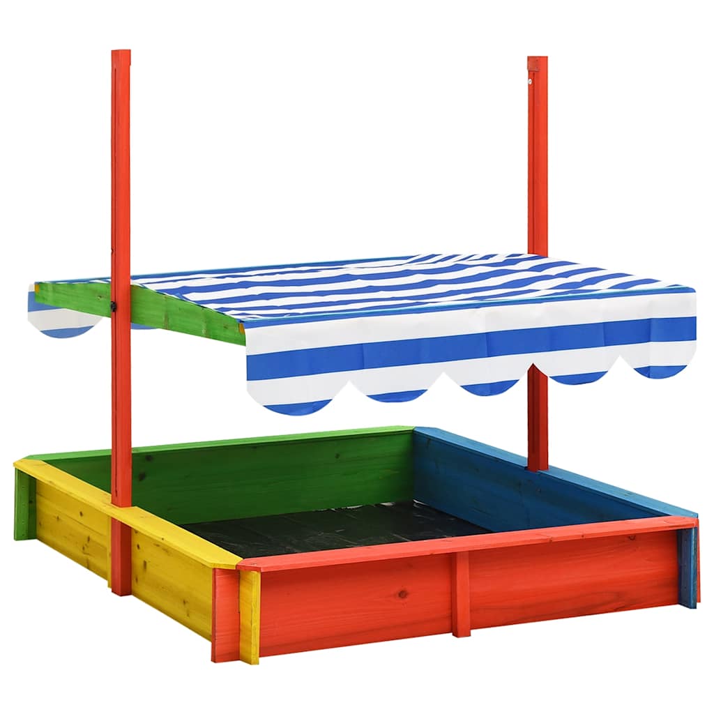 Sandkasten mit Verstellbarem Dach aus Tannenholz UV50 115x115x115 cm