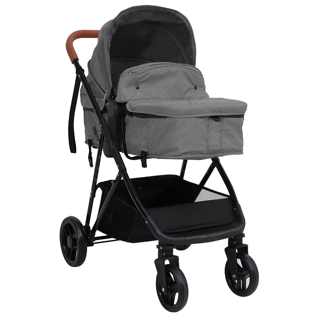 3-in-1 Kinderwagen Anthrazit und Schwarz, Hellgrau und Schwarz Stahl - Yekta