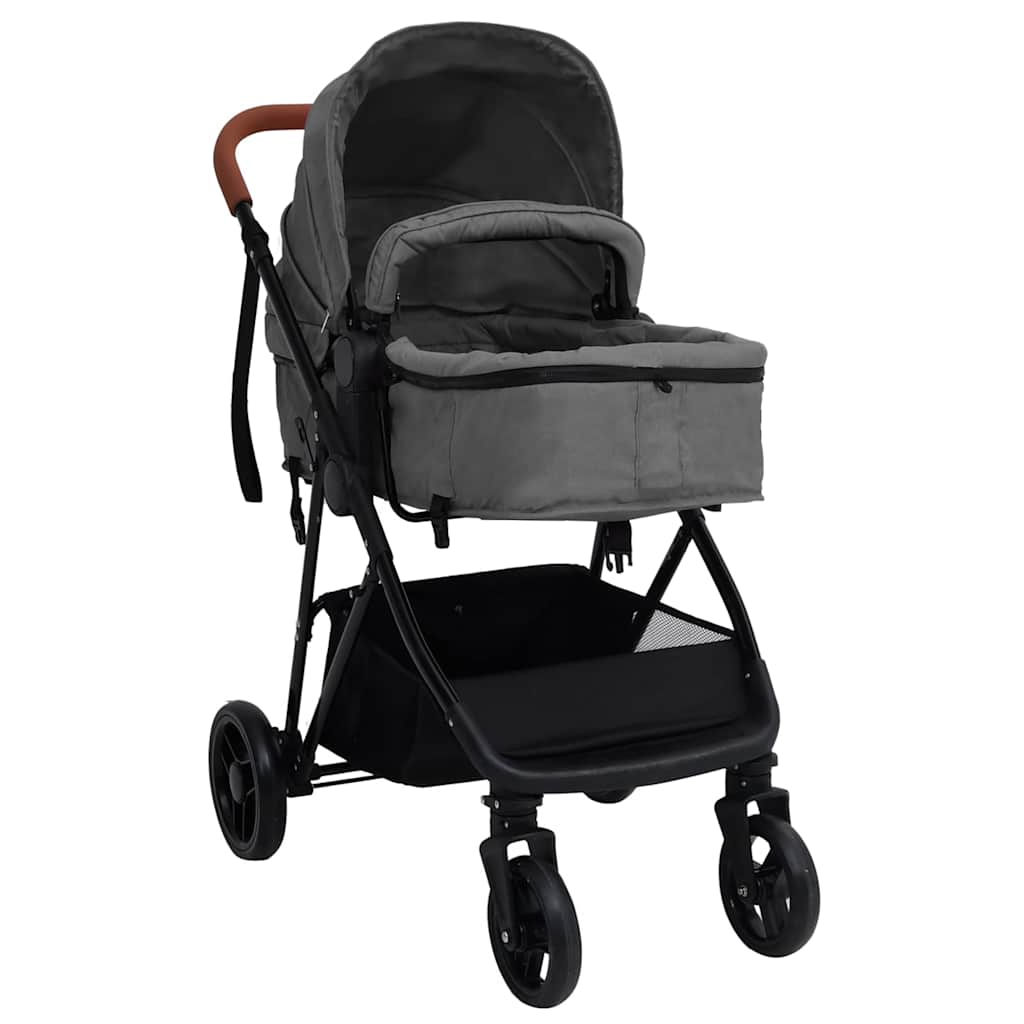 3-in-1 Kinderwagen Anthrazit und Schwarz, Hellgrau und Schwarz Stahl - Yekta