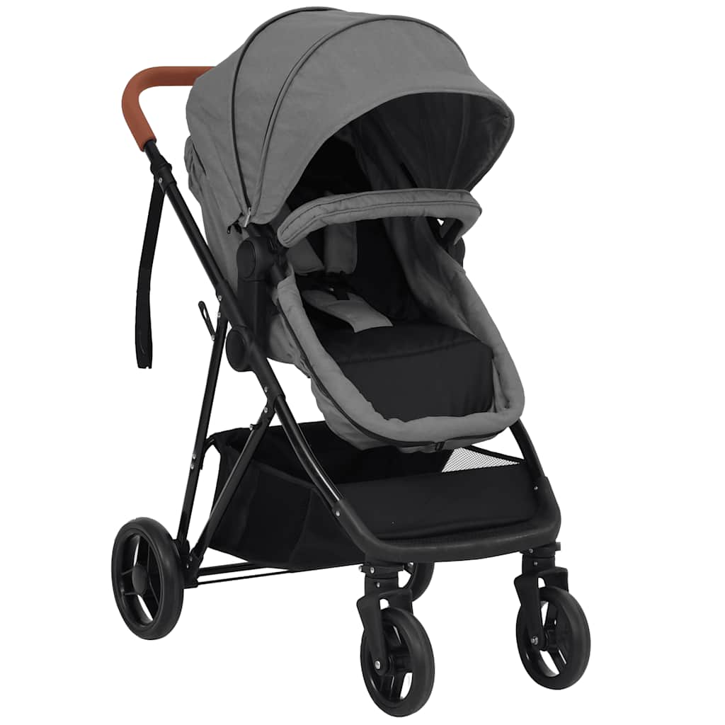 3-in-1 Kinderwagen Anthrazit und Schwarz, Hellgrau und Schwarz Stahl - Yekta