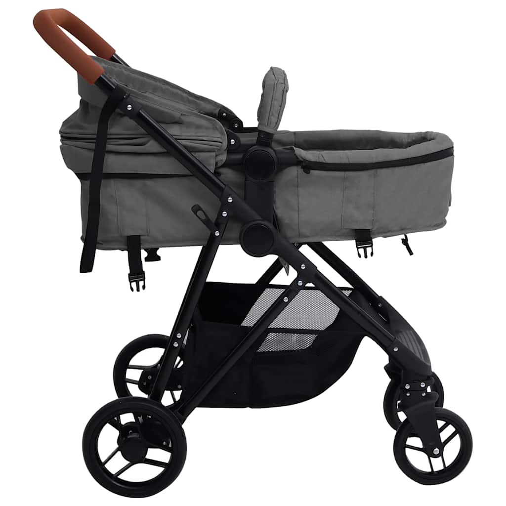 3-in-1 Kinderwagen Anthrazit und Schwarz, Hellgrau und Schwarz Stahl - Yekta