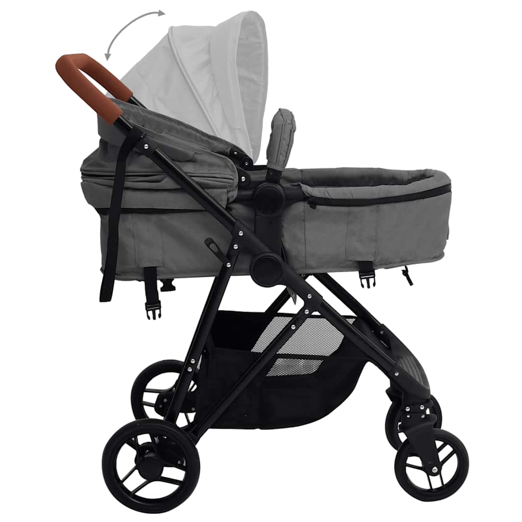 3-in-1 Kinderwagen Anthrazit und Schwarz, Hellgrau und Schwarz Stahl - Yekta