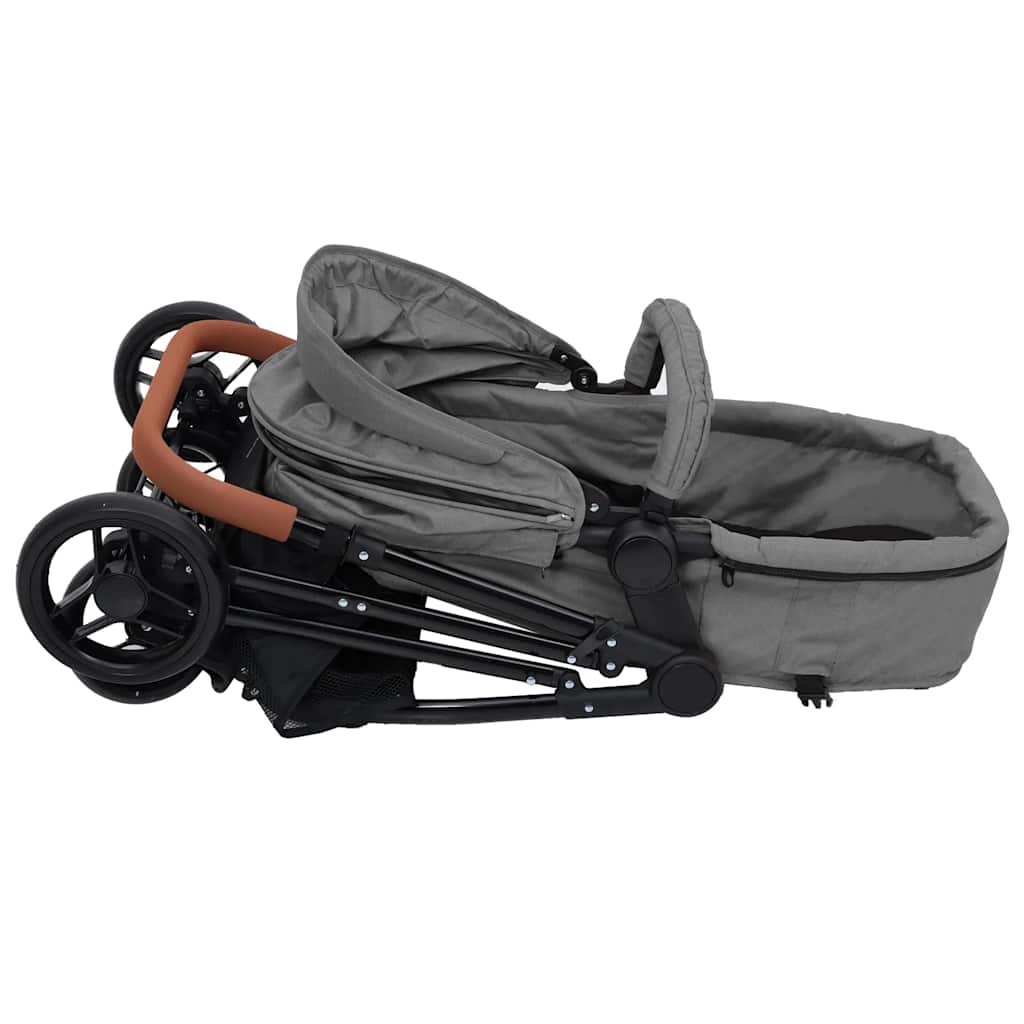 3-in-1 Kinderwagen Anthrazit und Schwarz, Hellgrau und Schwarz Stahl - Yekta