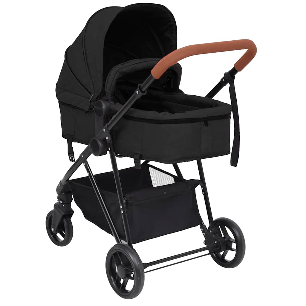 3-in-1 Kinderwagen Anthrazit und Schwarz, Hellgrau und Schwarz Stahl - Yekta