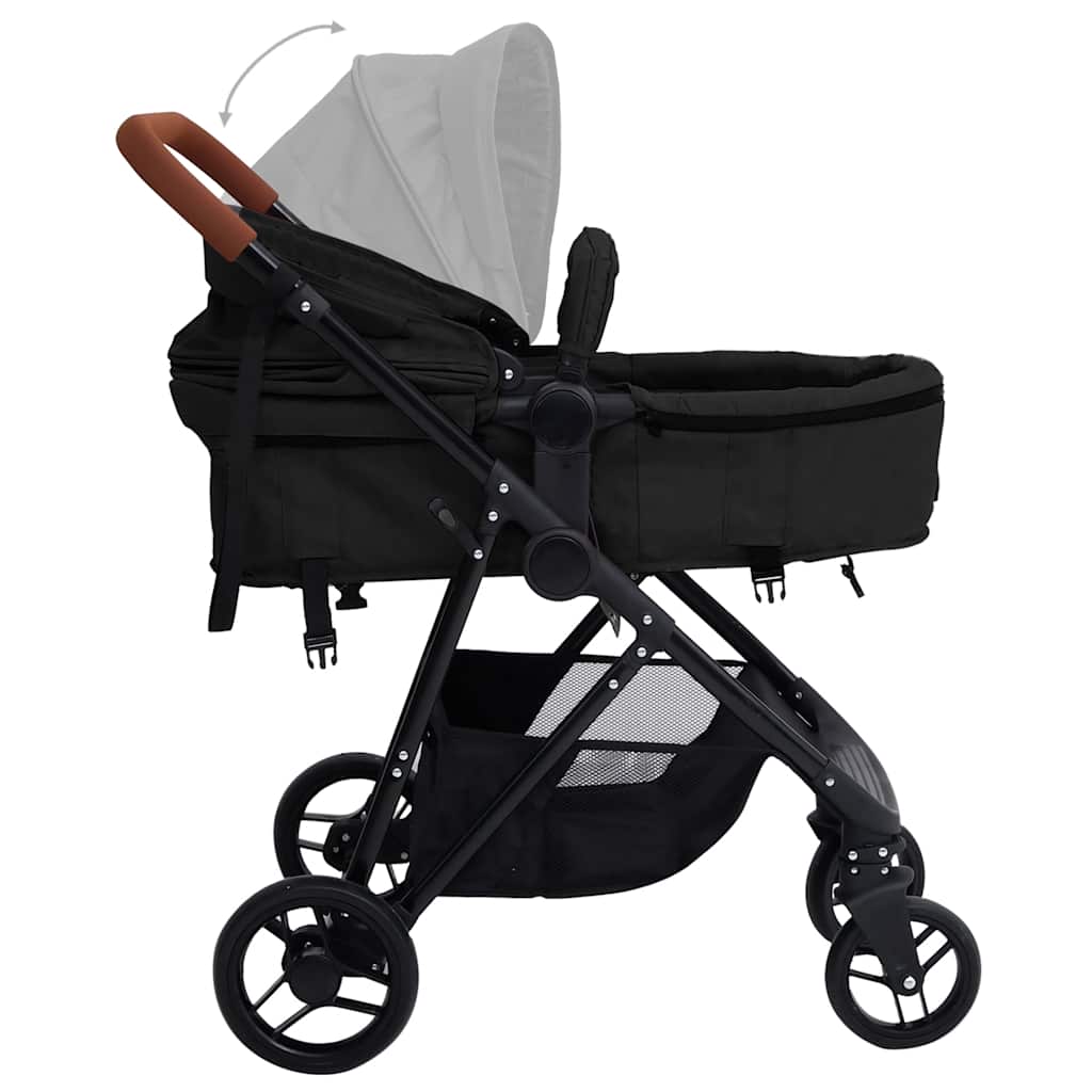 3-in-1 Kinderwagen Anthrazit und Schwarz, Hellgrau und Schwarz Stahl - Yekta