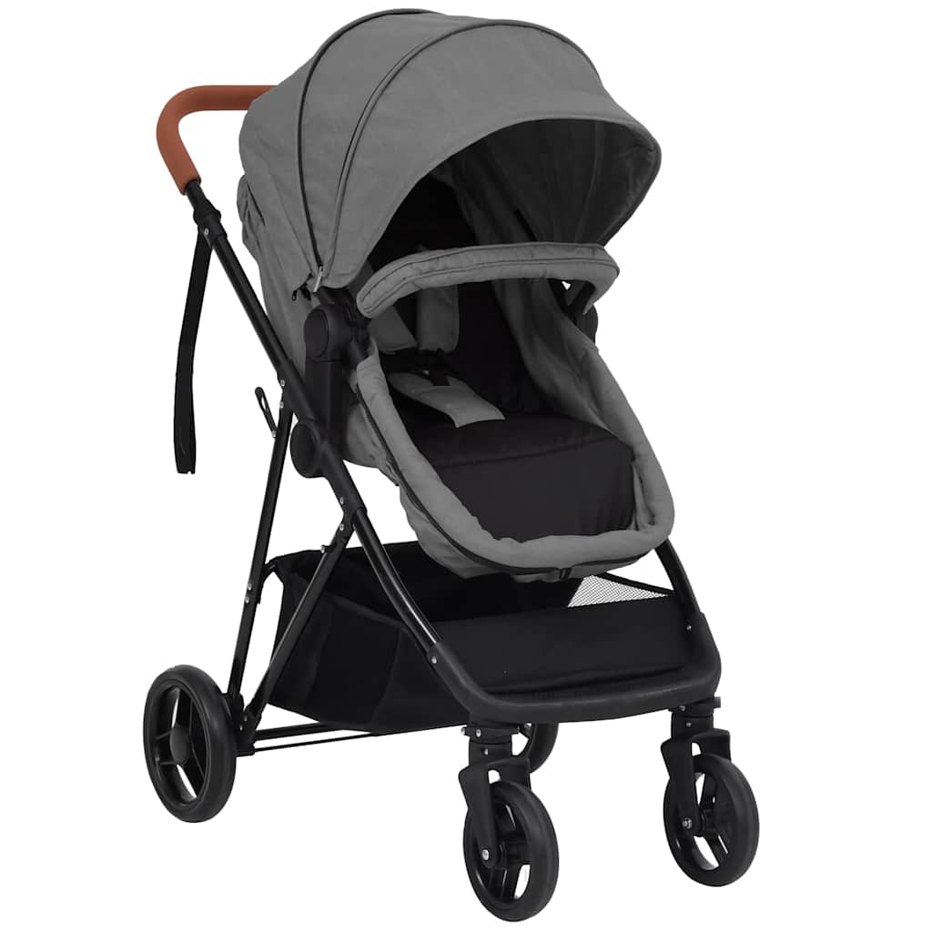 2-in-1 Kinderwagen Hellgrau und Schwarz - Yekta