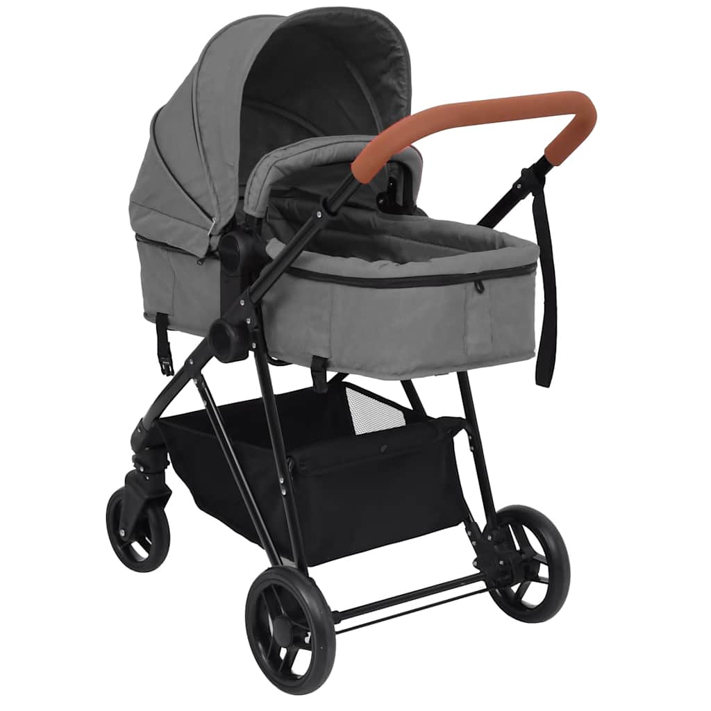 2-in-1 Kinderwagen Hellgrau und Schwarz - Yekta