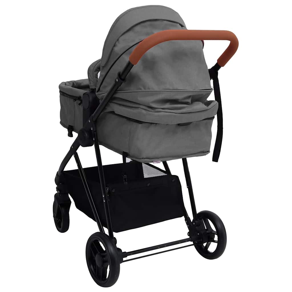2-in-1 Kinderwagen Hellgrau und Schwarz - Yekta